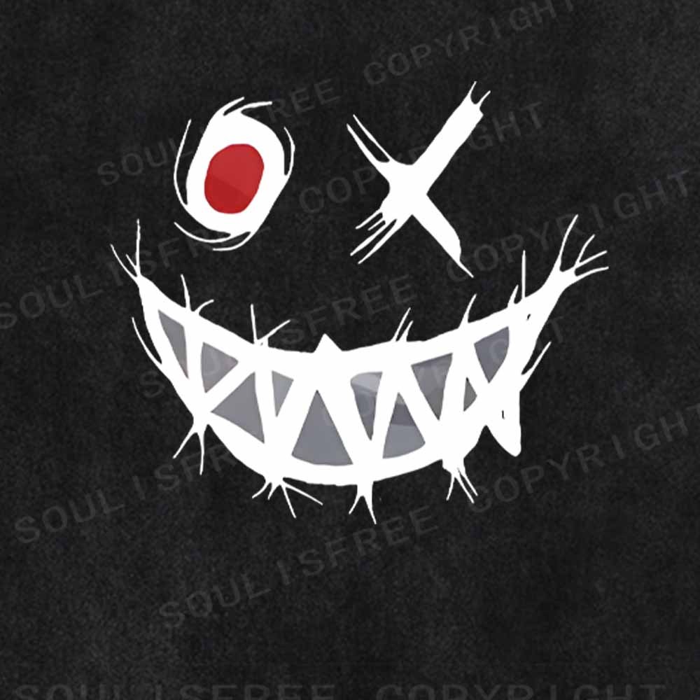 Soulisfree  Funny Smiley Face Washed Tee