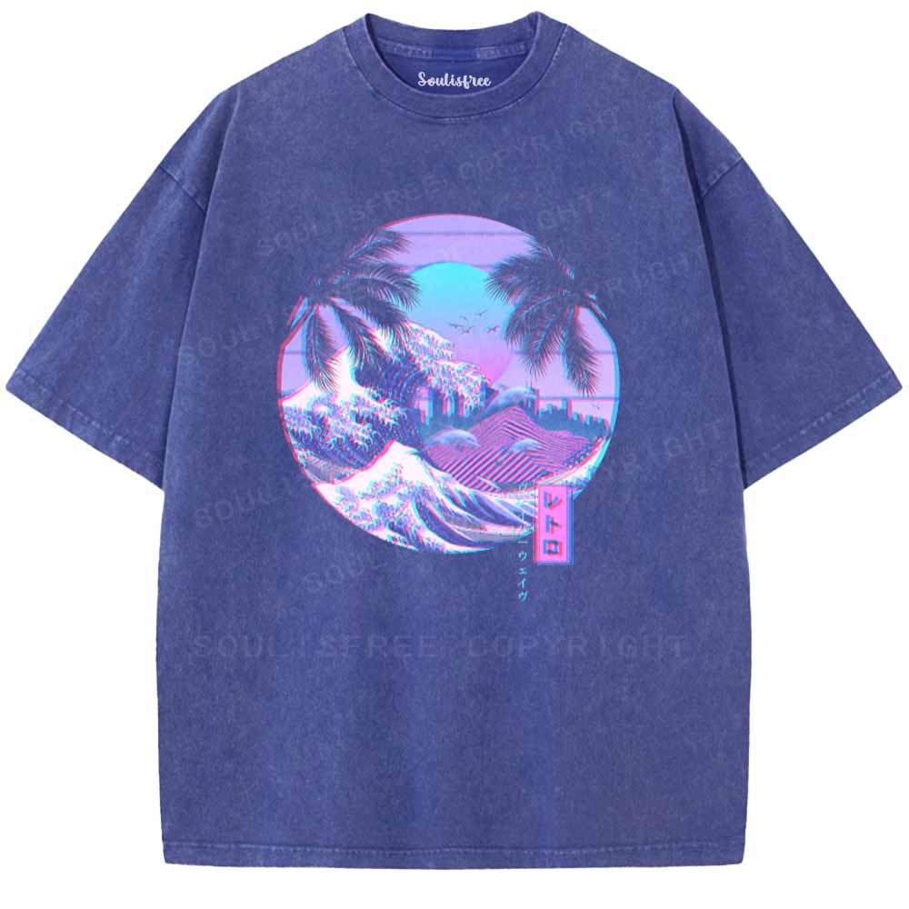Soulisfree Hokusai Fuji Sunset Washed Tee