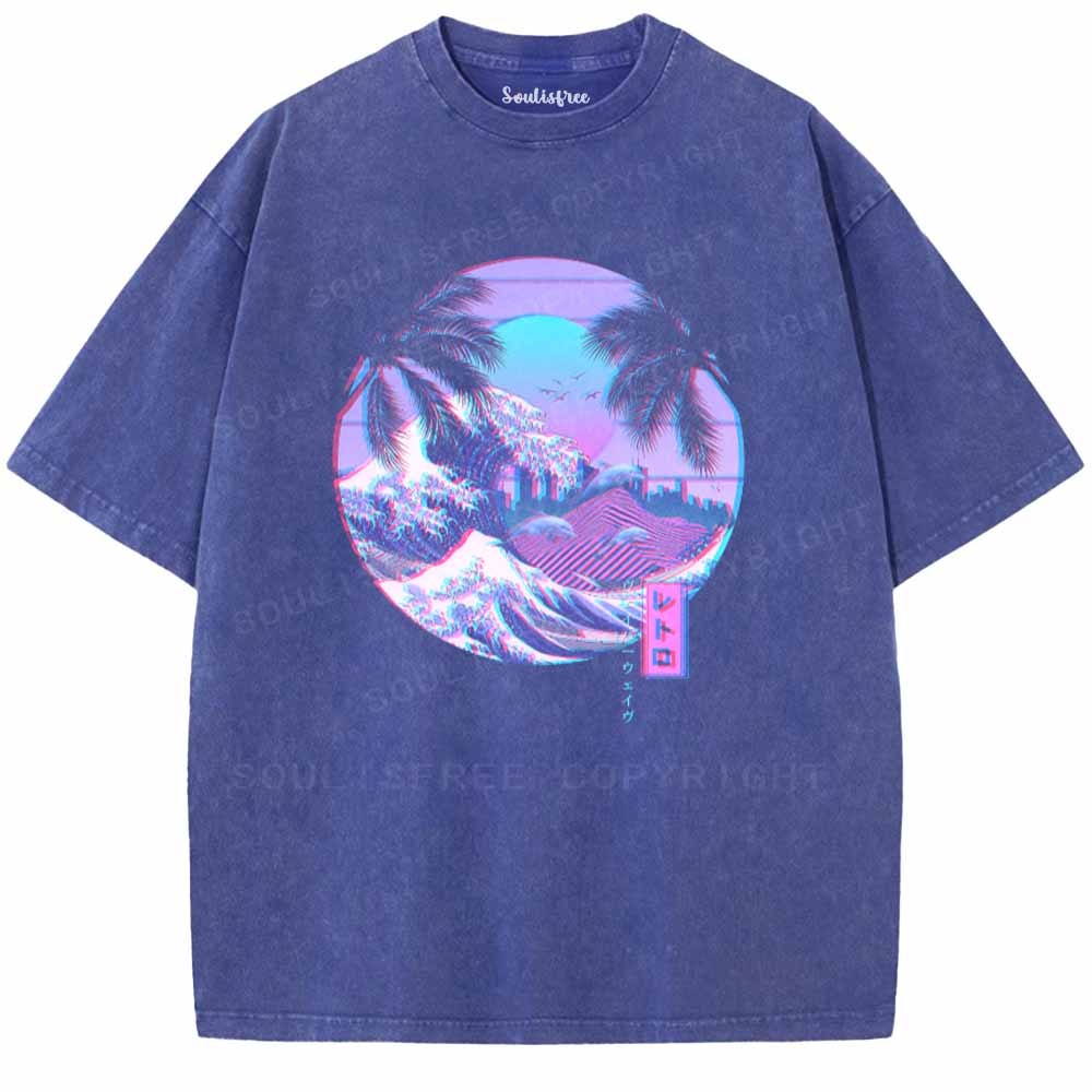 Soulisfree Hokusai Fuji Sunset Washed Tee