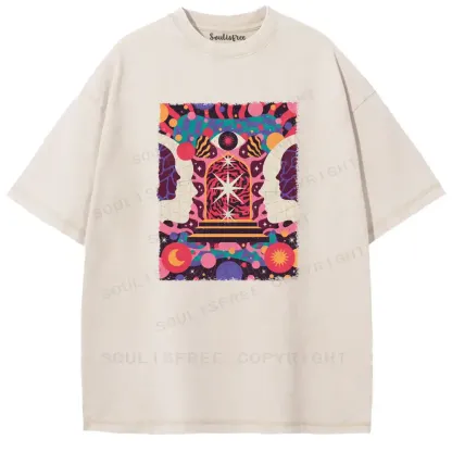 Dual-Cranium Sacred Gate Washed T-shirt