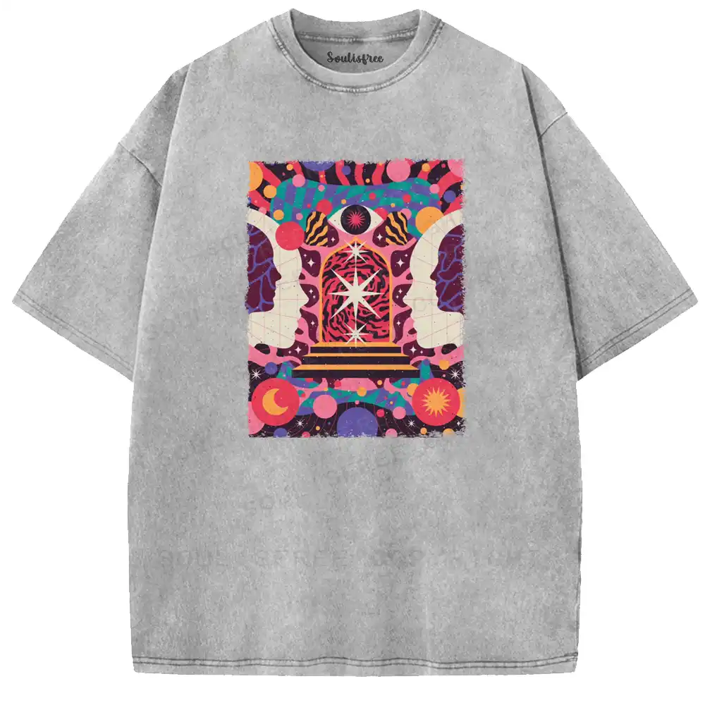 Dual-Cranium Sacred Gate Washed T-shirt