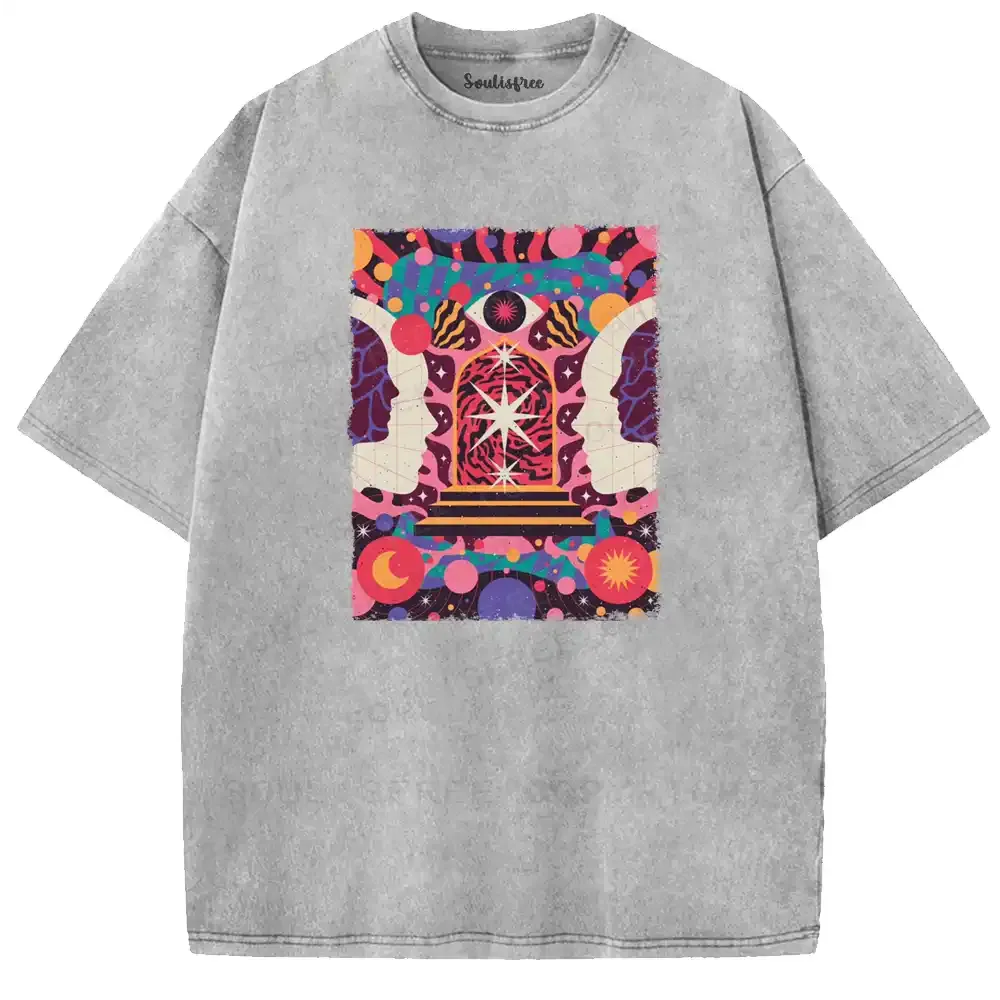 Dual-Cranium Sacred Gate Washed T-shirt