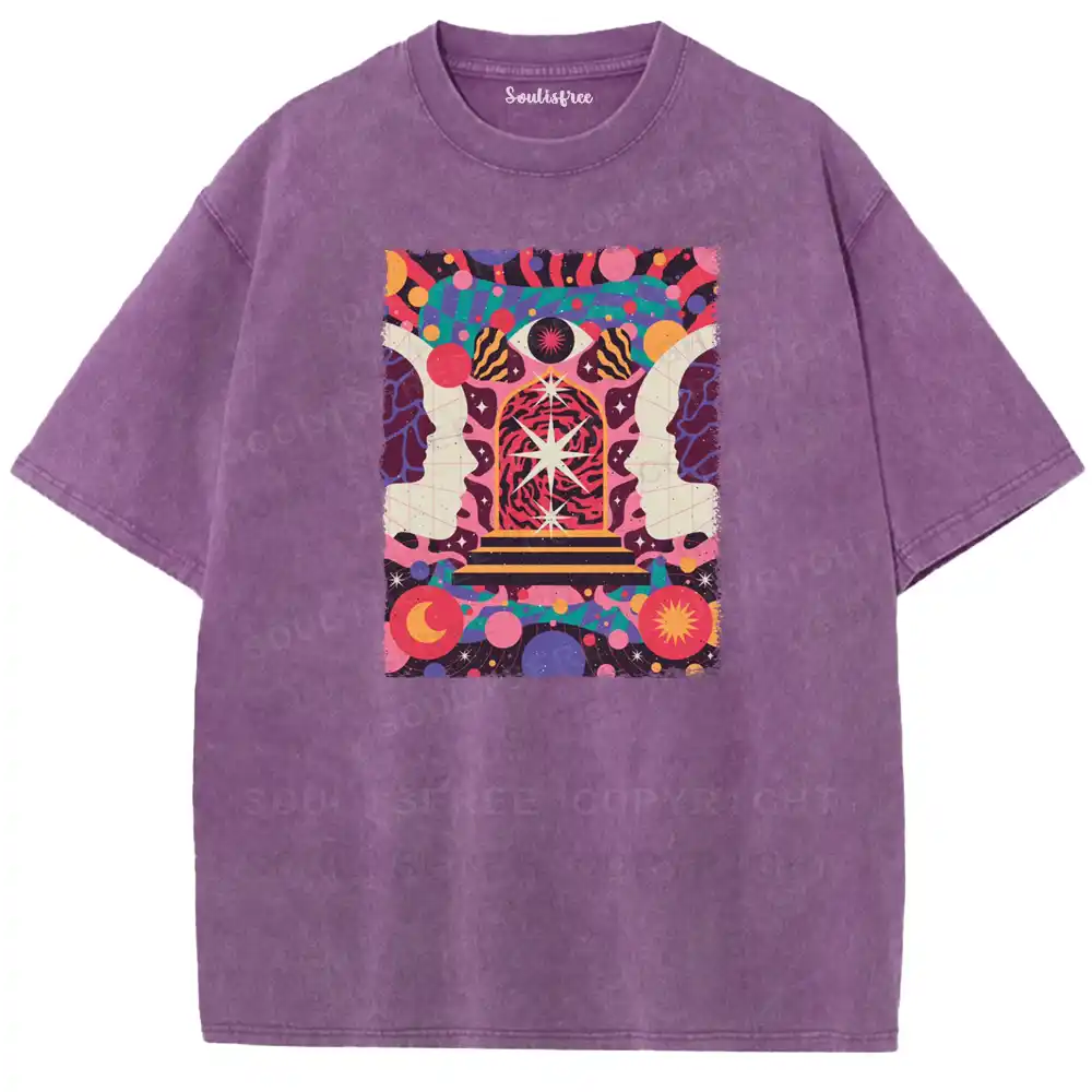 Dual-Cranium Sacred Gate Washed T-shirt