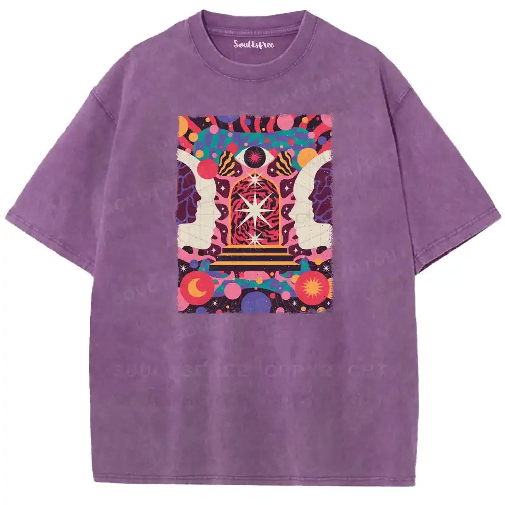 Dual-Cranium Sacred Gate Washed T-shirt