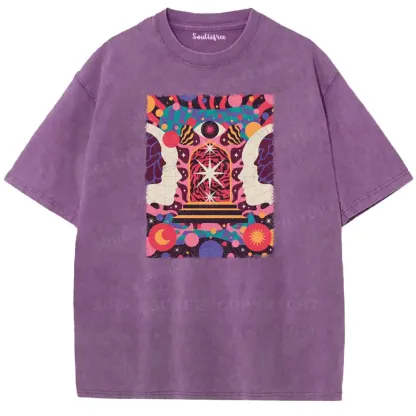 Dual-Cranium Sacred Gate Washed T-shirt