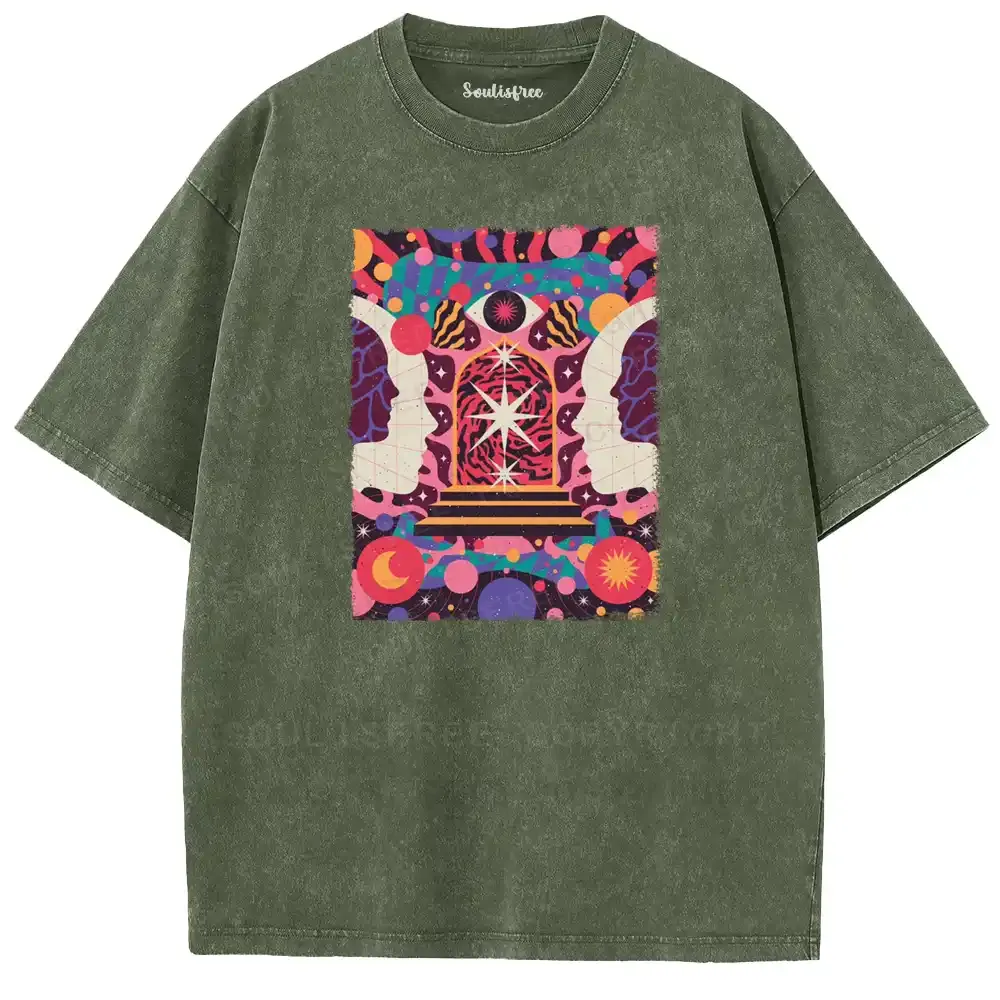 Dual-Cranium Sacred Gate Washed T-shirt