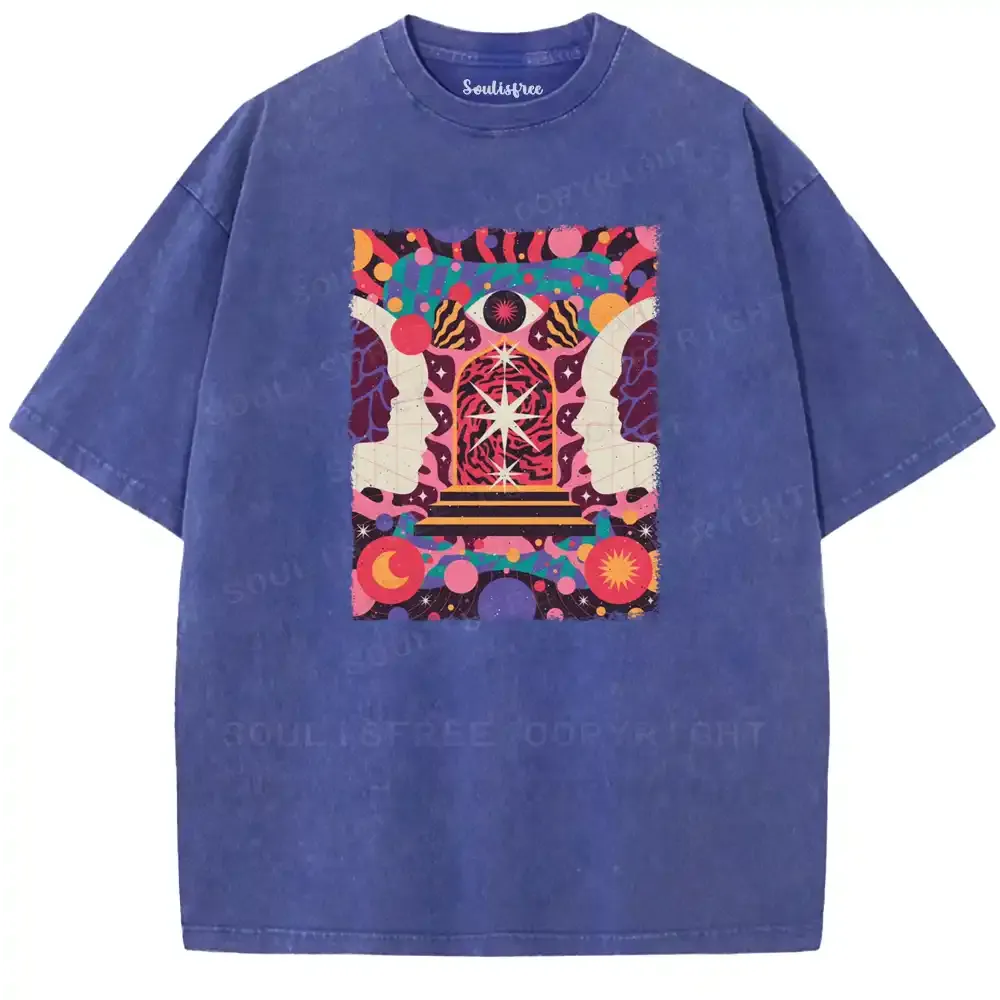 Dual-Cranium Sacred Gate Washed T-shirt