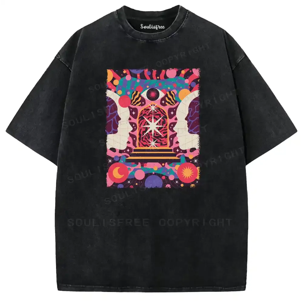 Dual-Cranium Sacred Gate Washed T-shirt