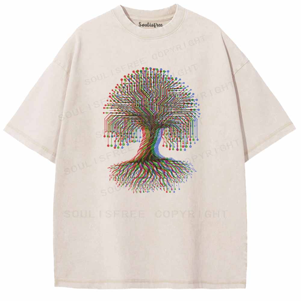 Soulisfree DIGITAL TREE OF LIFE Washed Tee