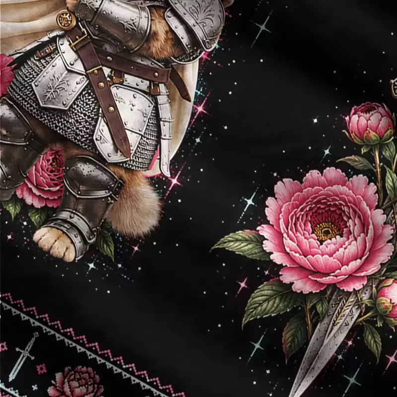 Soulisfree Peony Knight Kitten Fuzzy Cardigan Sweater
