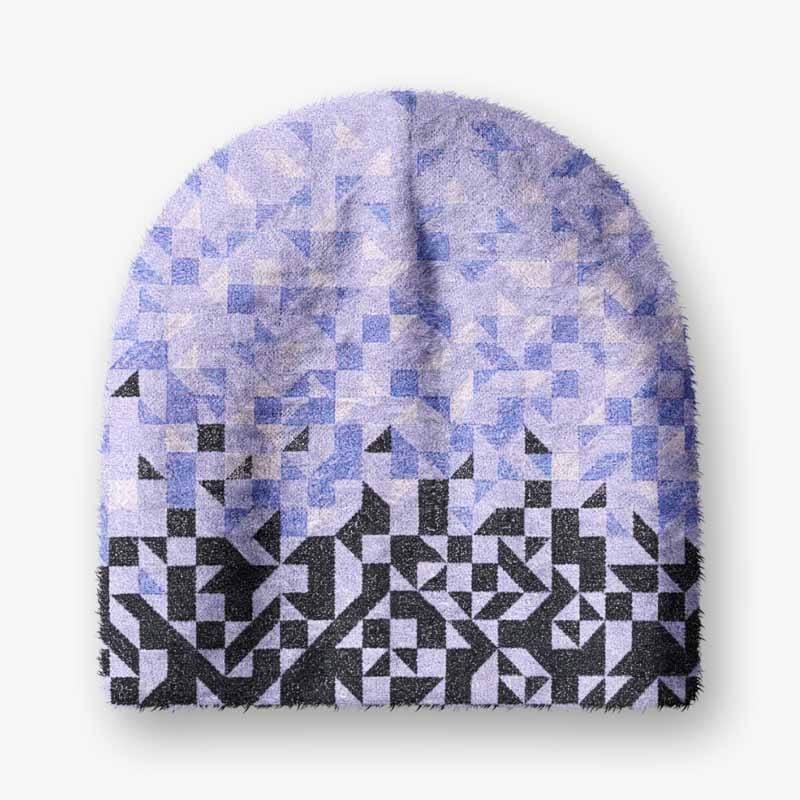 Soulisfree Gradient Mosaic Geometric Fuzzy Beanie