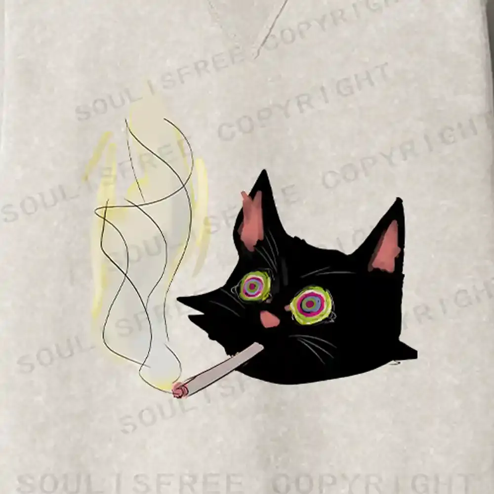 A Smoking Person Fit Washed Sweatshirt