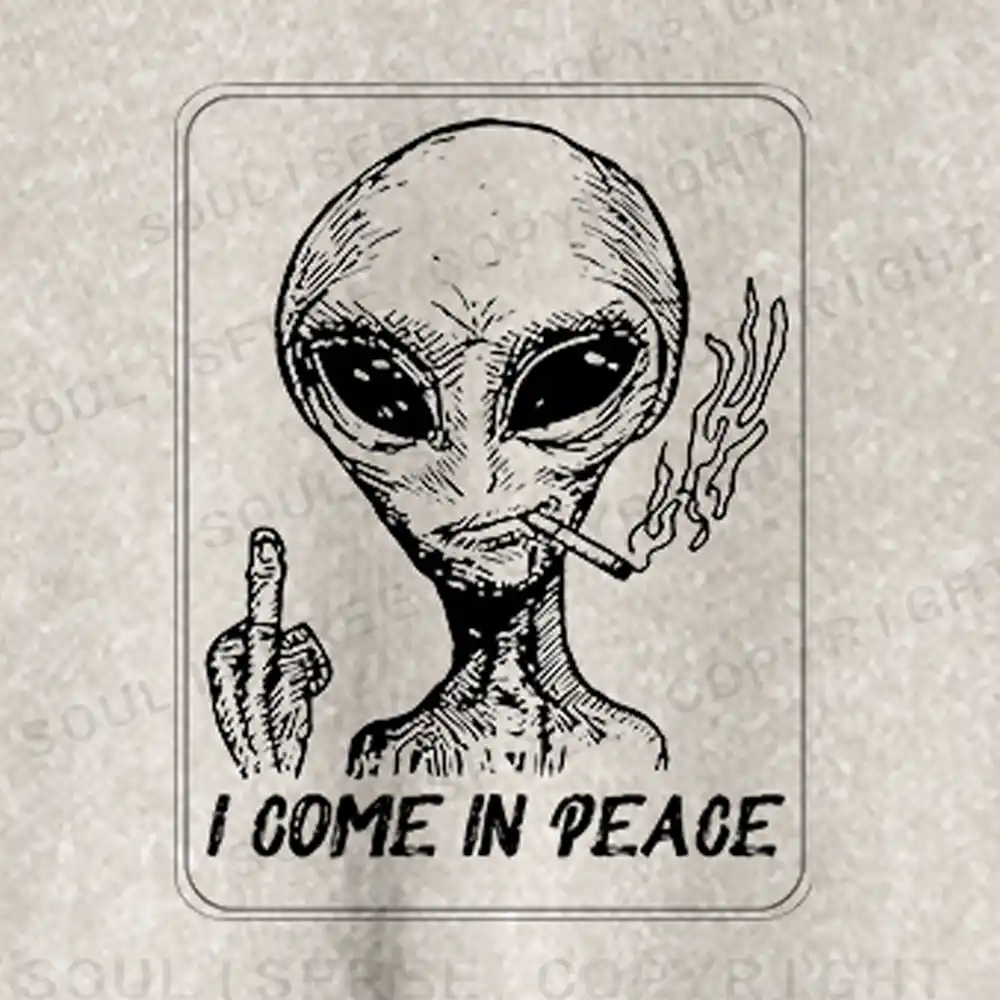 I Come In Peace Washed Cropped Sweatshirt