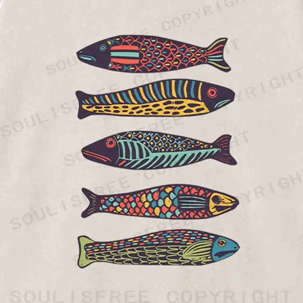 Colourful Schools Of Fish Washed Sweatshirts