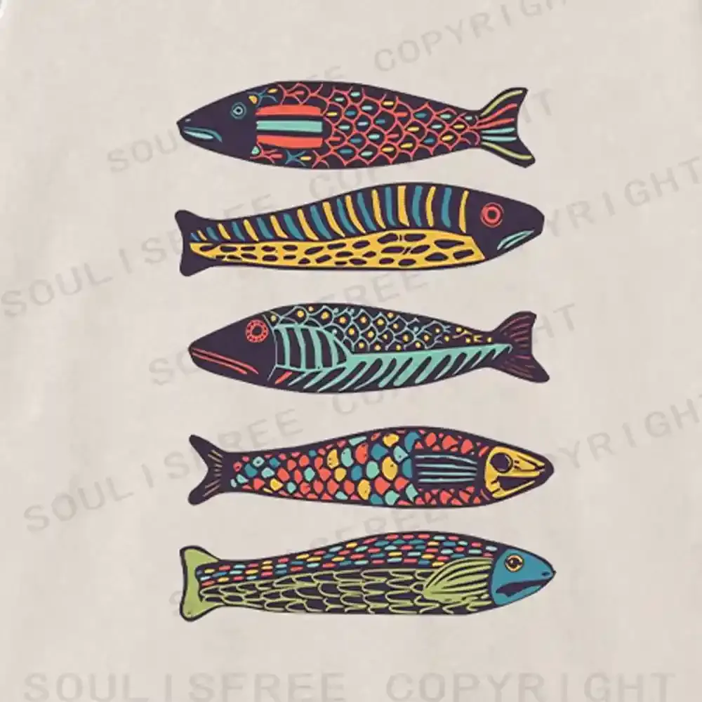 Colourful Schools Of Fish Washed Sweatshirts