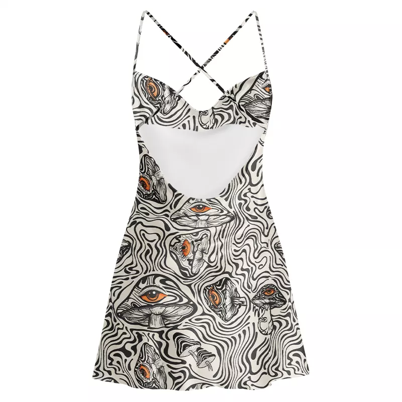 Soulisfree Eyes Never Lie Mushroom Cowl Neck Satin Mini Dress