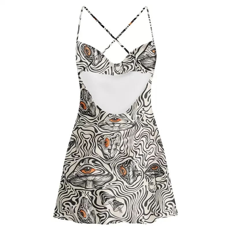 Soulisfree Eyes Never Lie Mushroom Cowl Neck Satin Mini Dress