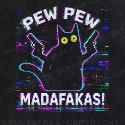 Soulisfree Pew Pew Cat Chaos Washed Tee