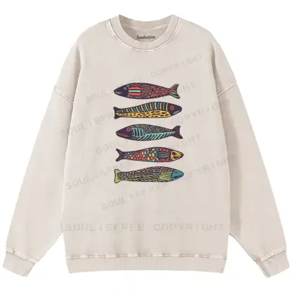 Colourful Schools Of Fish Washed Sweatshirts