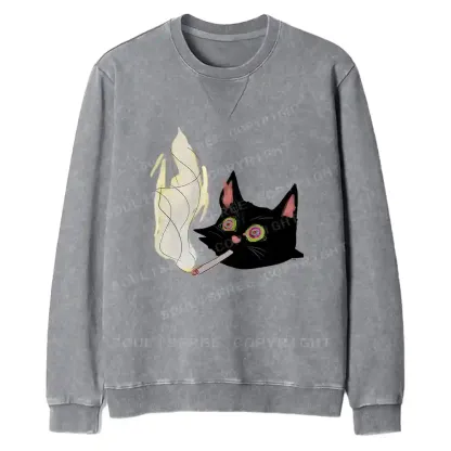 A Smoking Person Fit Washed Sweatshirt