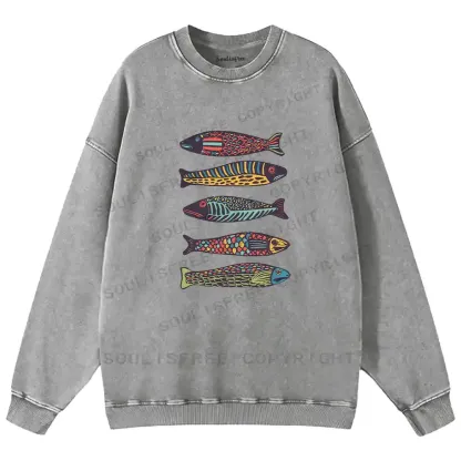 Colourful Schools Of Fish Washed Sweatshirts