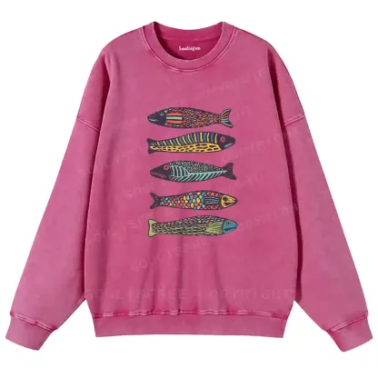 Colourful Schools Of Fish Washed Sweatshirts