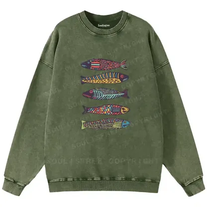 Colourful Schools Of Fish Washed Sweatshirts