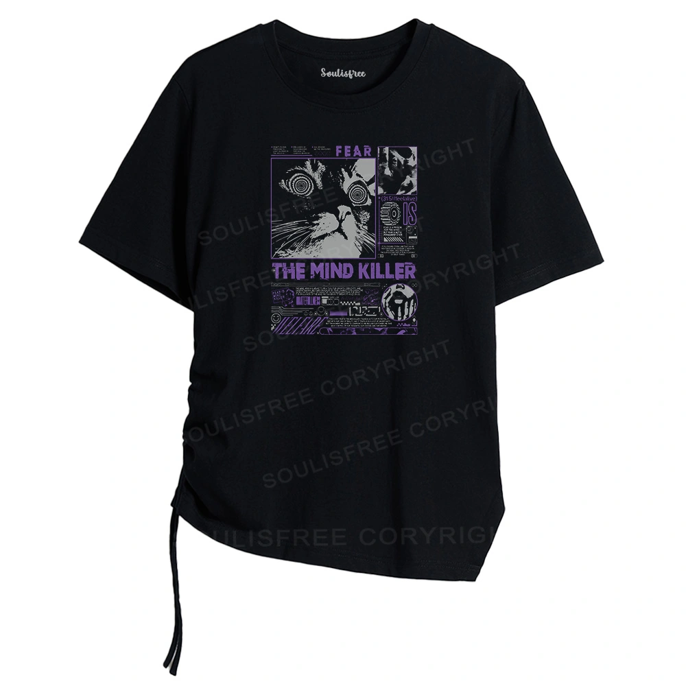 The Mind Killer Asymmetrical Top With Side Drawstring