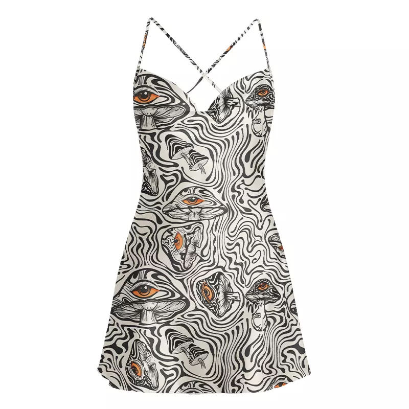 Soulisfree Eyes Never Lie Mushroom Cowl Neck Satin Mini Dress