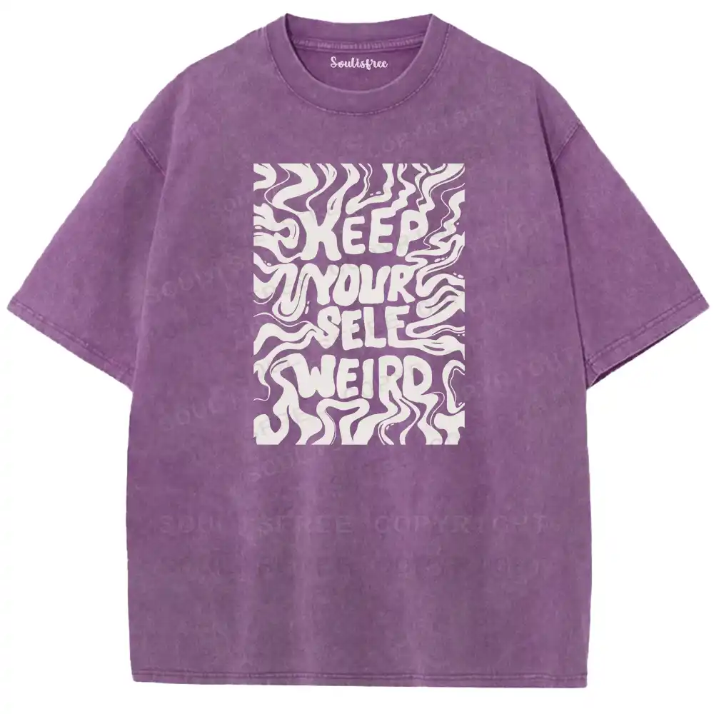Never Mind Layered Letter Trendy Washed T-shirt