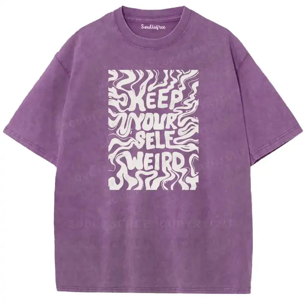 Never Mind Layered Letter Trendy Washed T-shirt