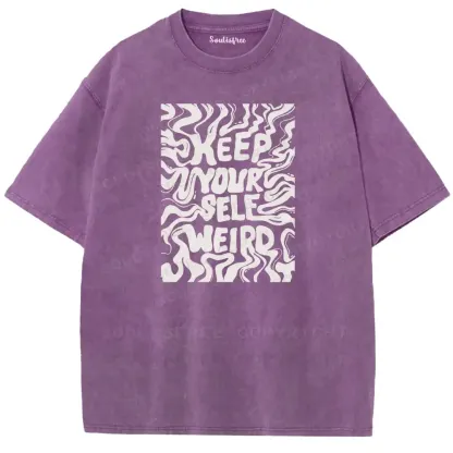 Never Mind Layered Letter Trendy Washed T-shirt