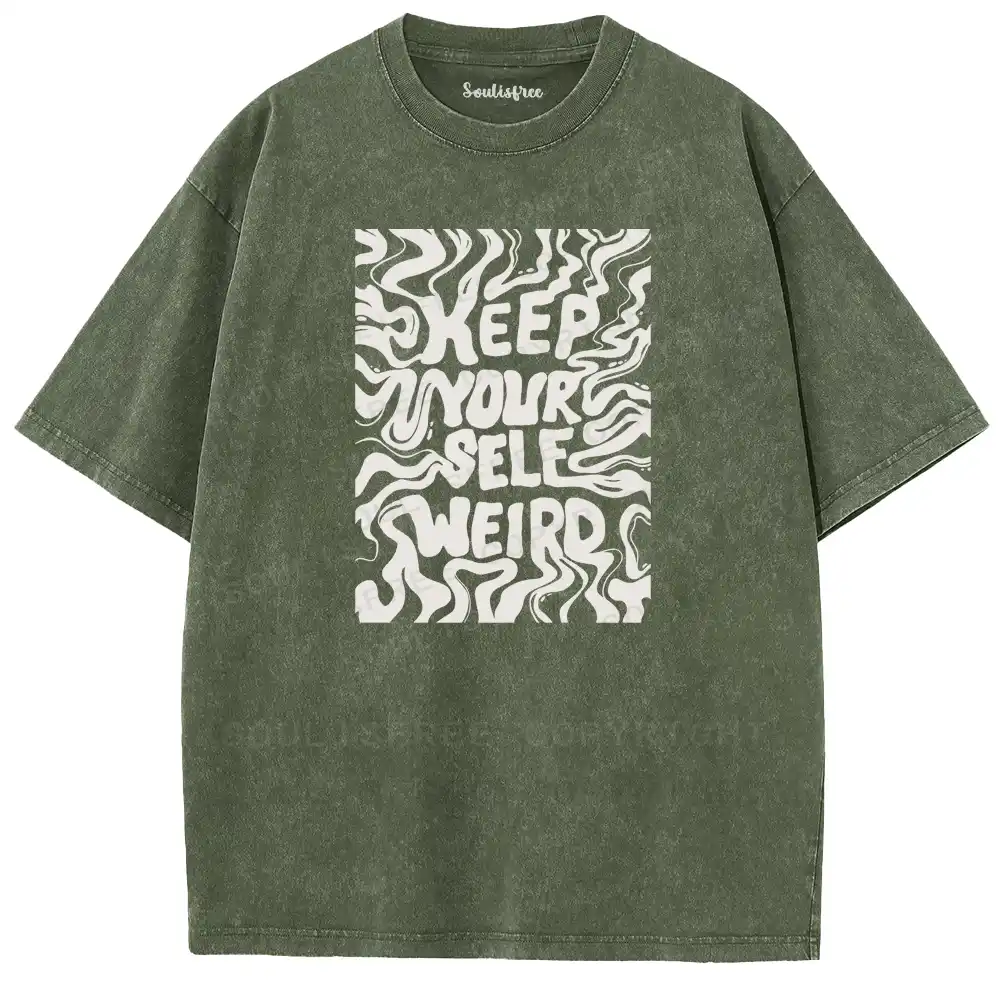 Never Mind Layered Letter Trendy Washed T-shirt