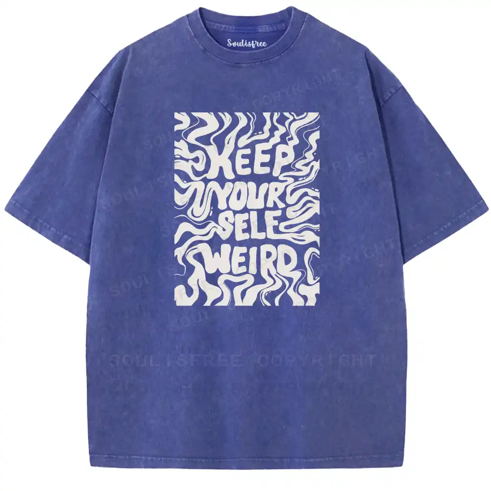 Never Mind Layered Letter Trendy Washed T-shirt