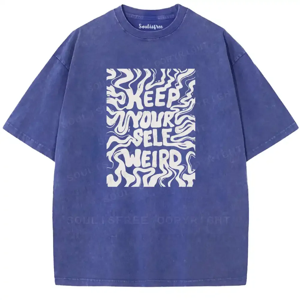 Never Mind Layered Letter Trendy Washed T-shirt