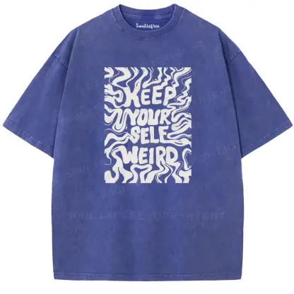 Never Mind Layered Letter Trendy Washed T-shirt