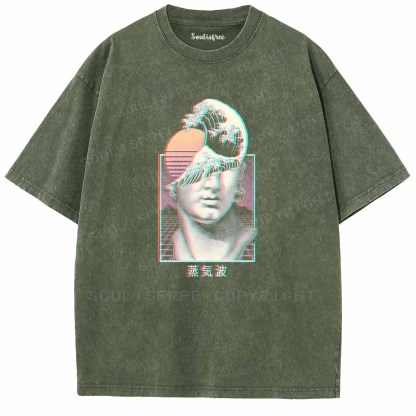 Soulisfree Vaporwave Glitch Bust with Rising Sun Washed Tee