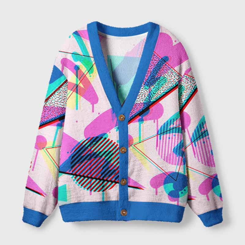 Soulisfree DIGITAL POP Fuzzy Cardigan Sweater 