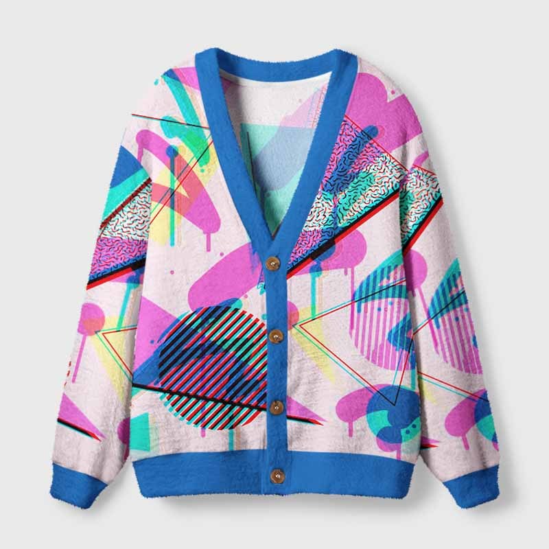 Soulisfree DIGITAL POP Fuzzy Cardigan Sweater