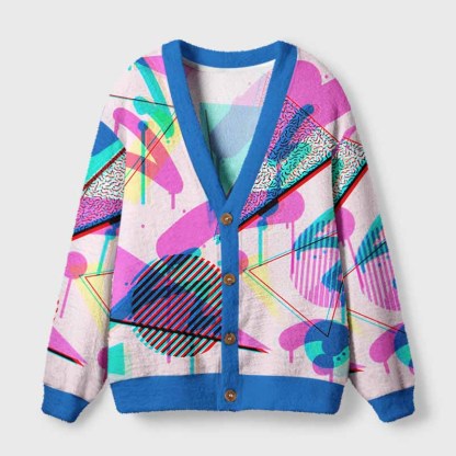 Soulisfree DIGITAL POP Fuzzy Cardigan Sweater 