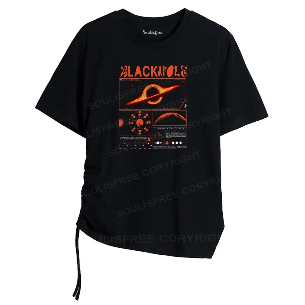 Designed The Mystery Of Black Holes Asymmetrical Top With Side Drawstring
