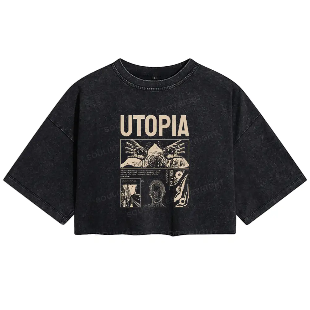 Yearning For Utopia Washed Crop T-shirt