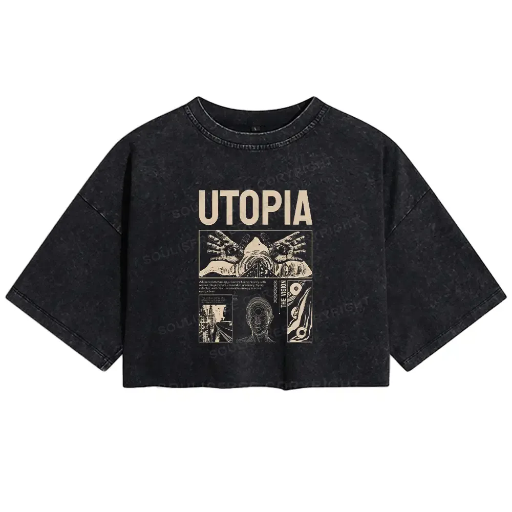 Designed Yearning For Utopia Washed Crop T-shirt