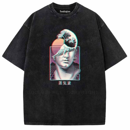 Soulisfree Vaporwave Glitch Bust with Rising Sun Washed Tee