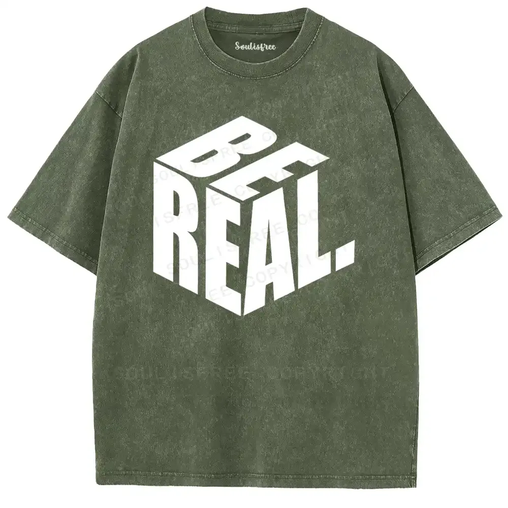 Be Real 3D Typography Washed T-shirt