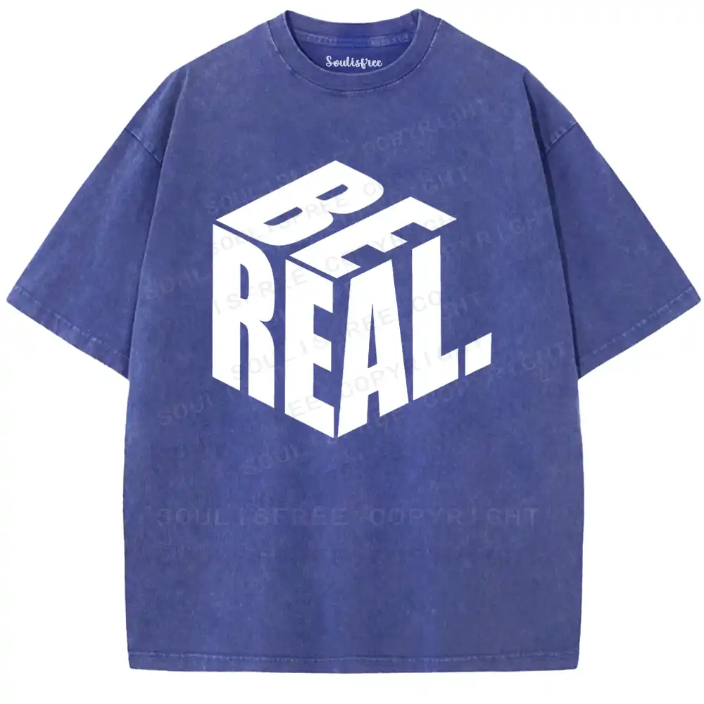 Be Real 3D Typography Washed T-shirt