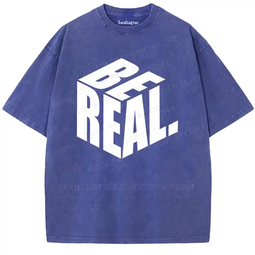 Be Real 3D Typography Washed T-shirt