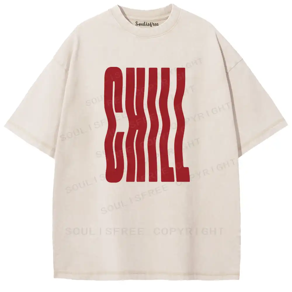 Chill Wavy Letter Washed T-shirt