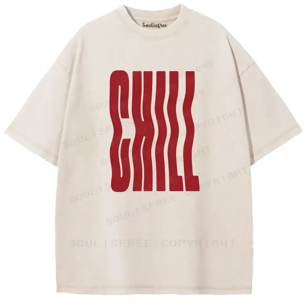 Chill Wavy Letter Washed T-shirt