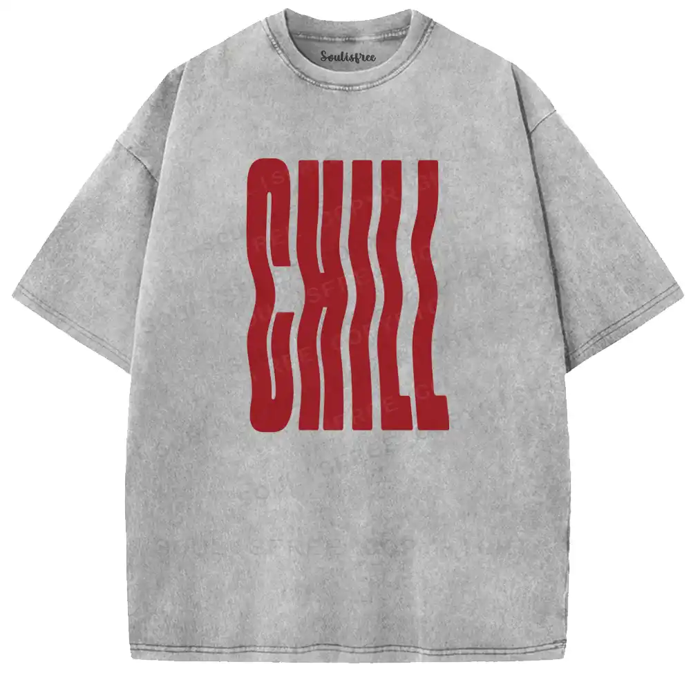 Chill Wavy Letter Washed T-shirt